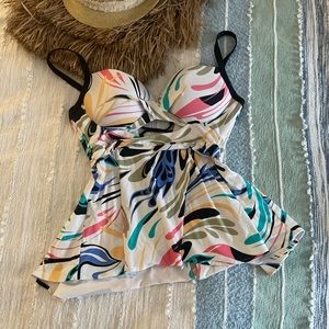 NWOT coco reef adjustable lace up peplum tankini beach swimsuit top 36/38 D